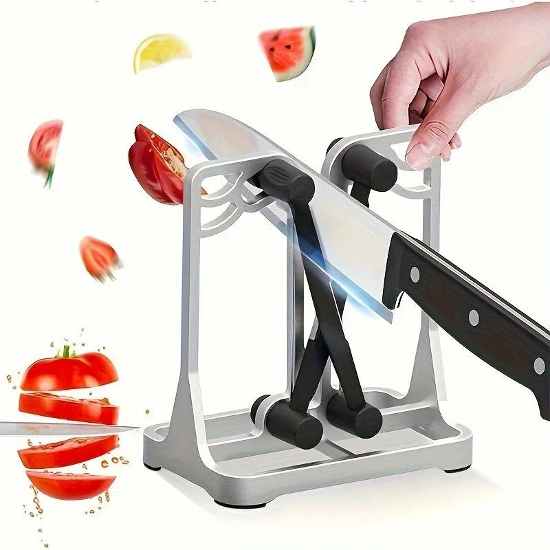 1pc Multifunctional Manual Knife Sharpener, ABS Material, No Electricity Needed, Fast Sharpening Tool for Kitchen Knives