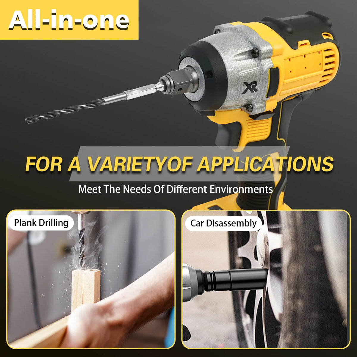 1/2" Cordless Impact Wrench 20V Brushless Driver Drill Torque 280 ft-lbs 380N.m 30-Piece Toolbox 2x3.0Ah Batteries and Charger
