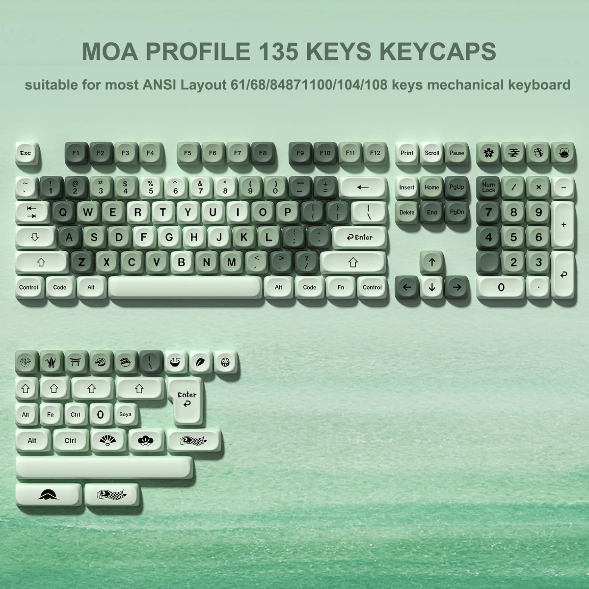 130 Keys Retro Grey PBT Keycaps MOA Profile PBT Dye Sub DIY Key Cap for 61/87/104 Cherry MX Switch Gaming Mechanical Keyboard