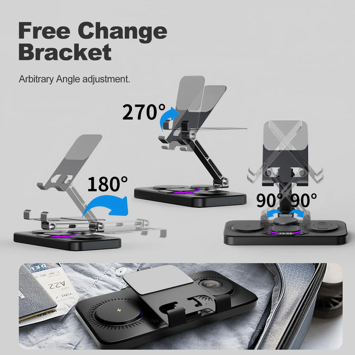 6 in 1 Wireless Charger Station Multiple Devices For iPhone iPad AirPods and Apple Watch-iPhone Fast Charge Night Lamp Clock