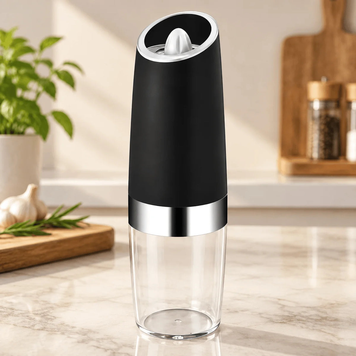 Gravity Electric Salt and Pepper Grinder - Battery Powered Salt or Pepper Mill with Adjustable Coarseness and LED Light, Easy Operation for Kitchen Dining BBQ Cooking, Grind Fresh for Better Flavor, Great for Home Cooks