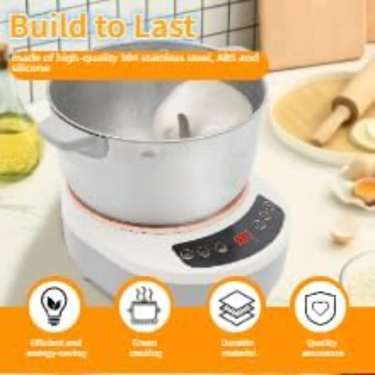 5L 4.5QT Silver Electric Dough Maker With Fermentation Function Automatic Stainless Steel Dough Kneading Machine Built-In Microcomputer Timer Split Tabletop Design Household Flour Mixer For Bread Pizza Pastry Dough Making Equ