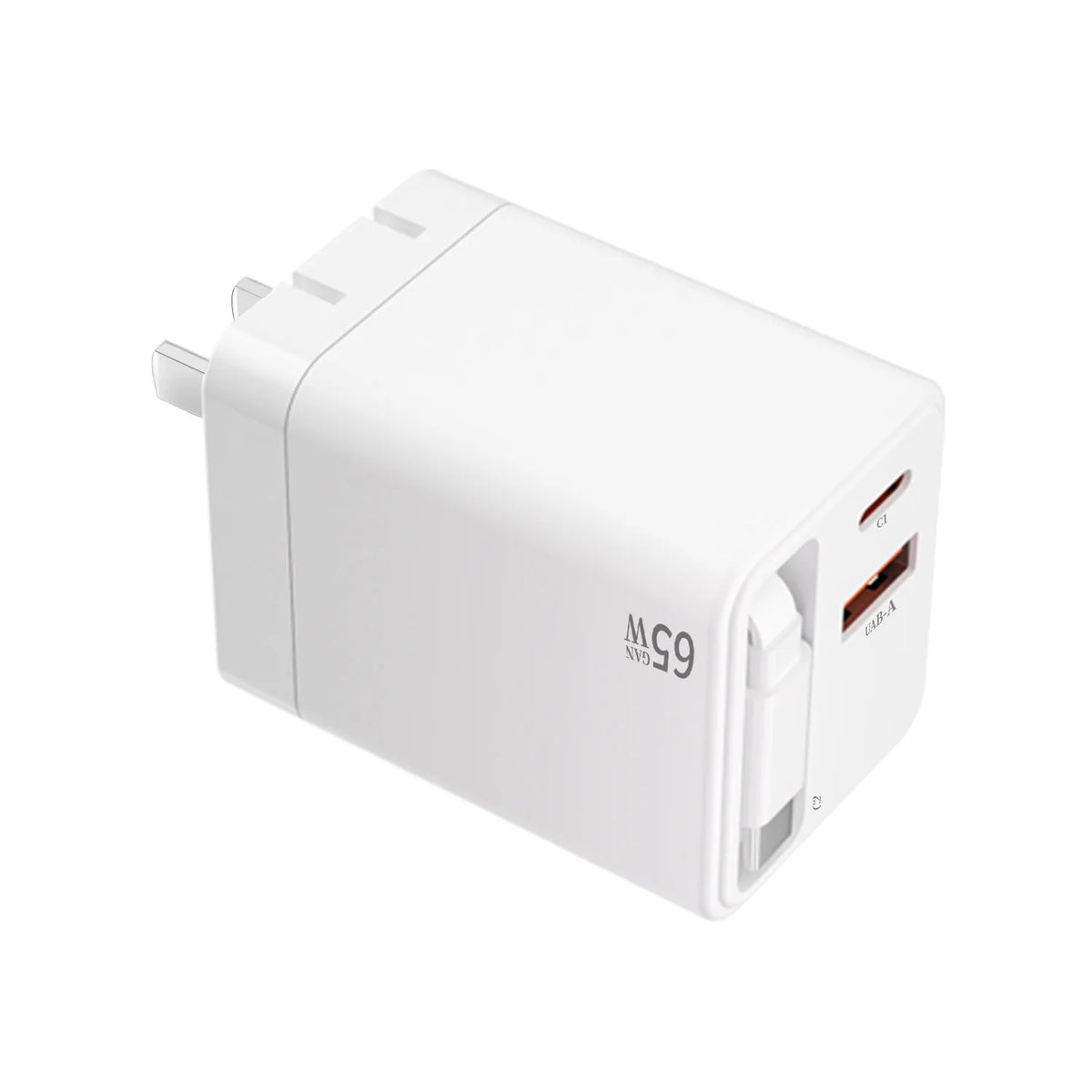 3 IN 1 65W Fast Charging Power Adapter USB C Wall Charger, PD Power Adapter + QC Wall Plug Multiport USB A