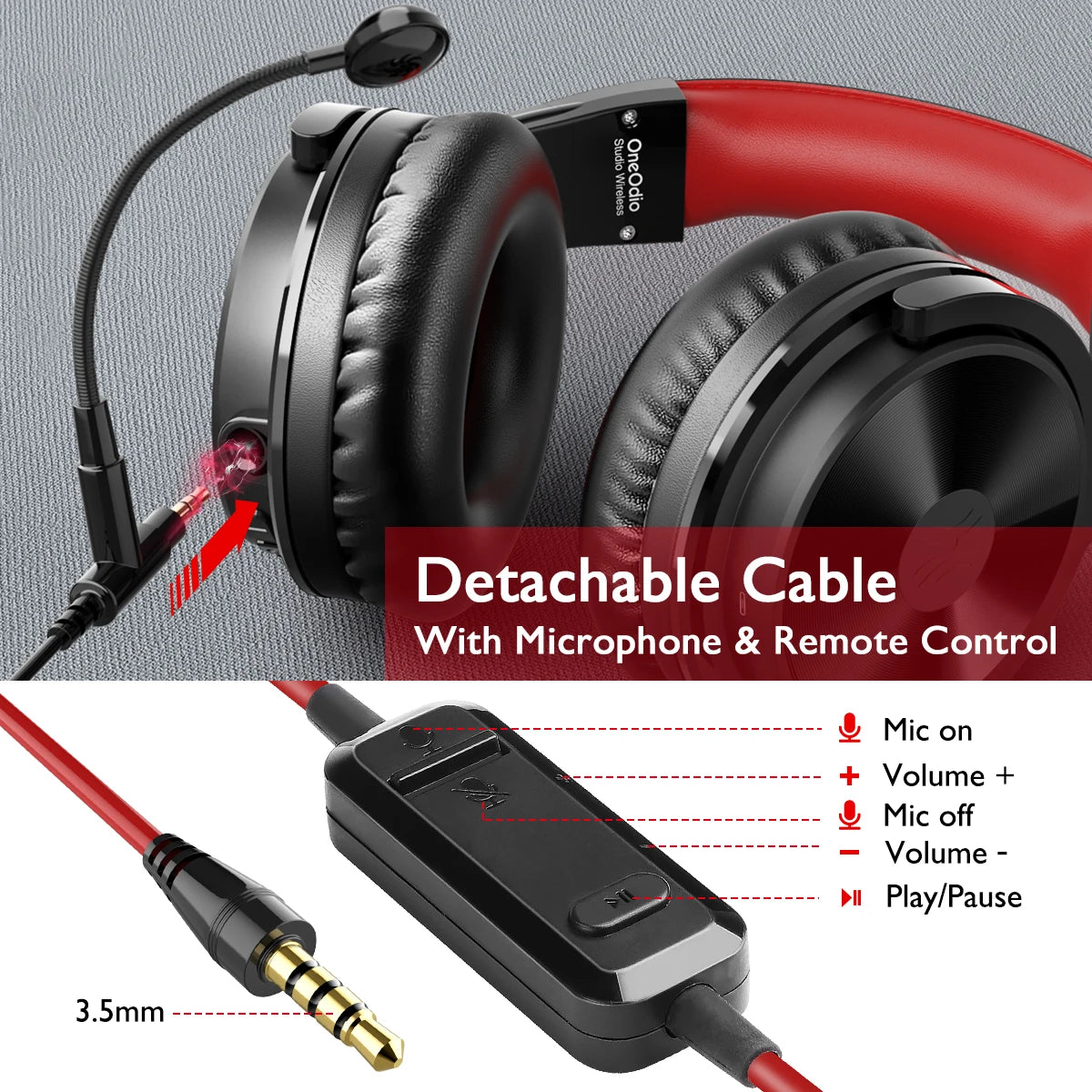 OneOdio 110h Wireless Bluetooth 5.2 Headset + Wired Gaming Headphones 2 in 1 With Microphone For PC PS4 Skype Type C Headphones