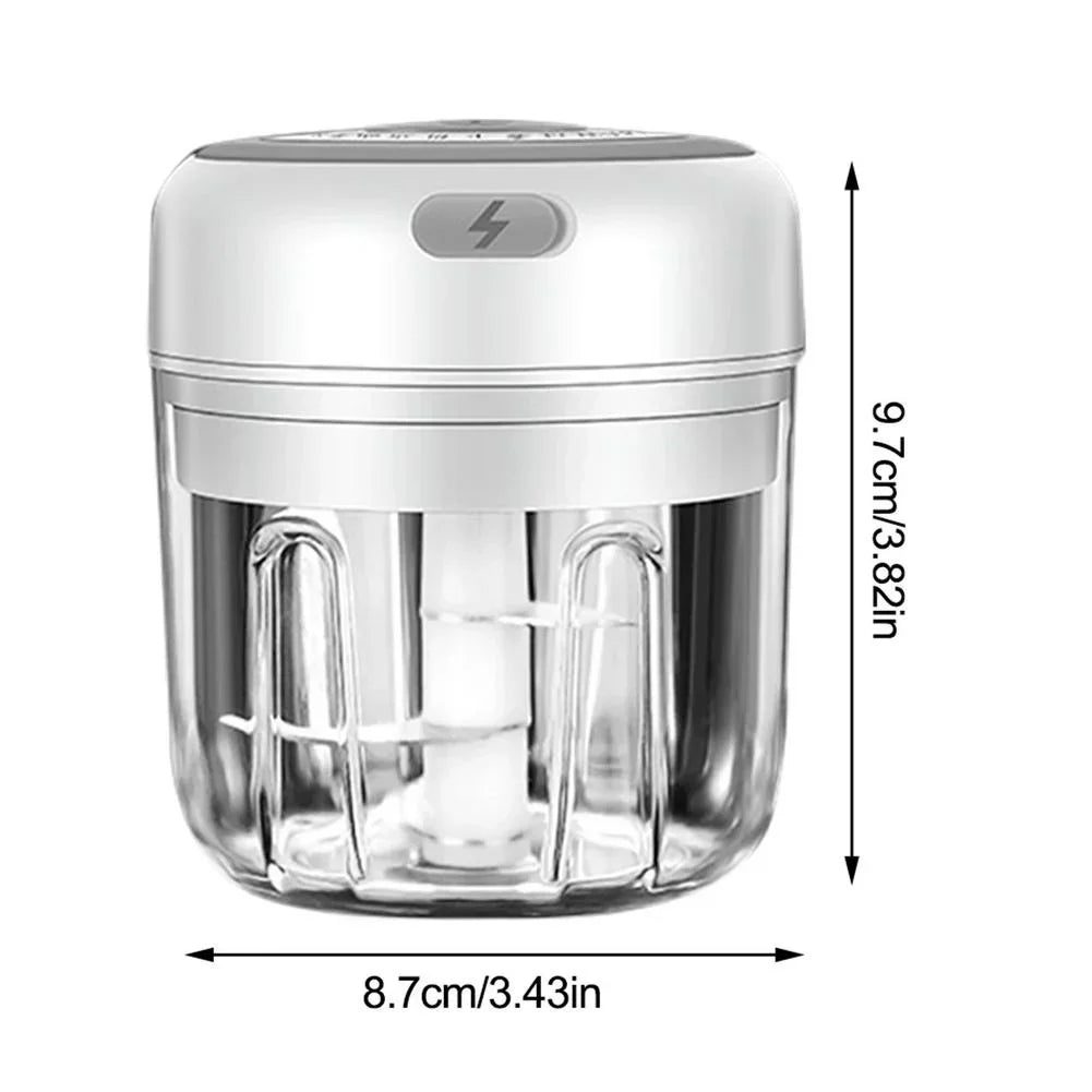 USB Rechargeable 250ML Electric Garlic Chopper Ginger Masher Chili Vegetable Crusher Mini Food Processor Kitchen Tool for Garlic Onion Pepper Ginger Sauce Making Daily Cooking Compact Portable Durable Body Easy One Touch Oper