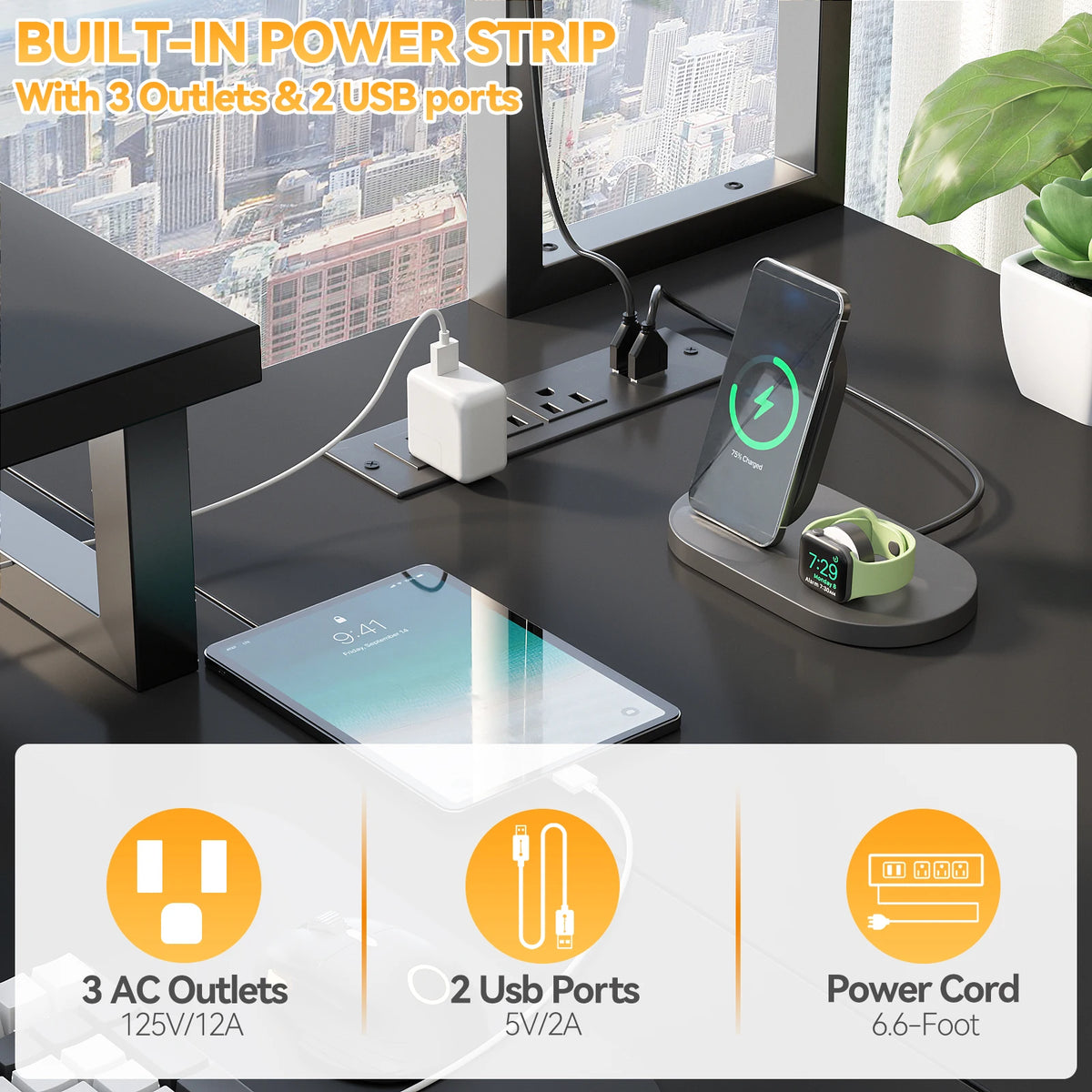 Aheaplus Small L‑Shaped Gaming Desk with LED Lights & Power Outlets, Reversible Corner Computer Desk with Monitor Stand & Storage Shelf, Home Office Desk with Storage Bag & Headphone Hook – Black