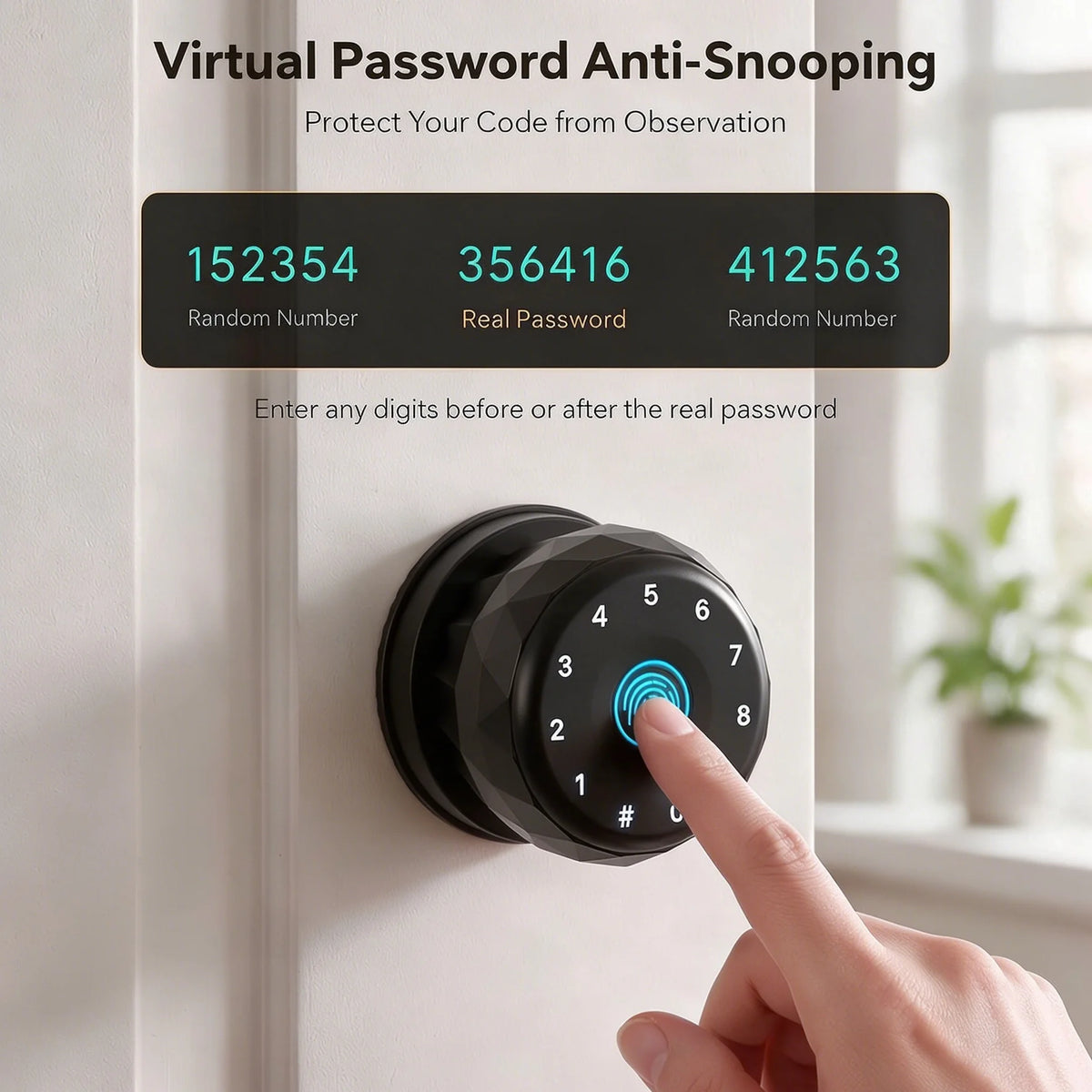 Smart Door Lock, Keyless Entry Fingerprint Deadbolt, APP Control, Keypad Passcode, Compatible with Tuya for Interior Door