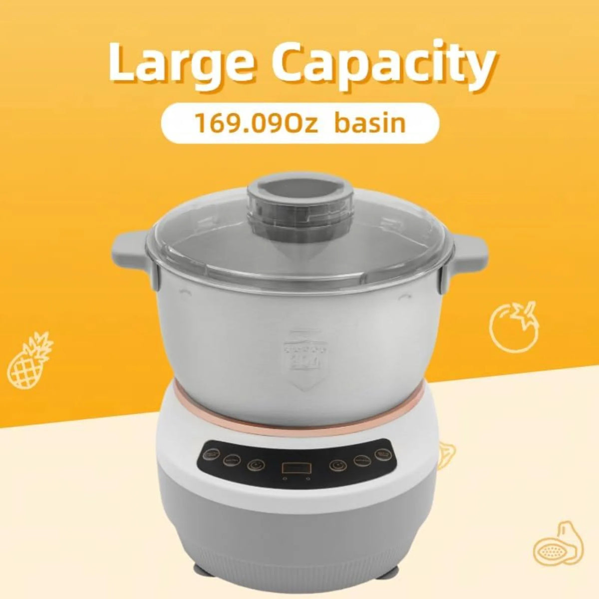 5L 4.5QT Silver Electric Dough Maker With Fermentation Function Automatic Stainless Steel Dough Kneading Machine Built-In Microcomputer Timer Split Tabletop Design Household Flour Mixer For Bread Pizza Pastry Dough Making Equ