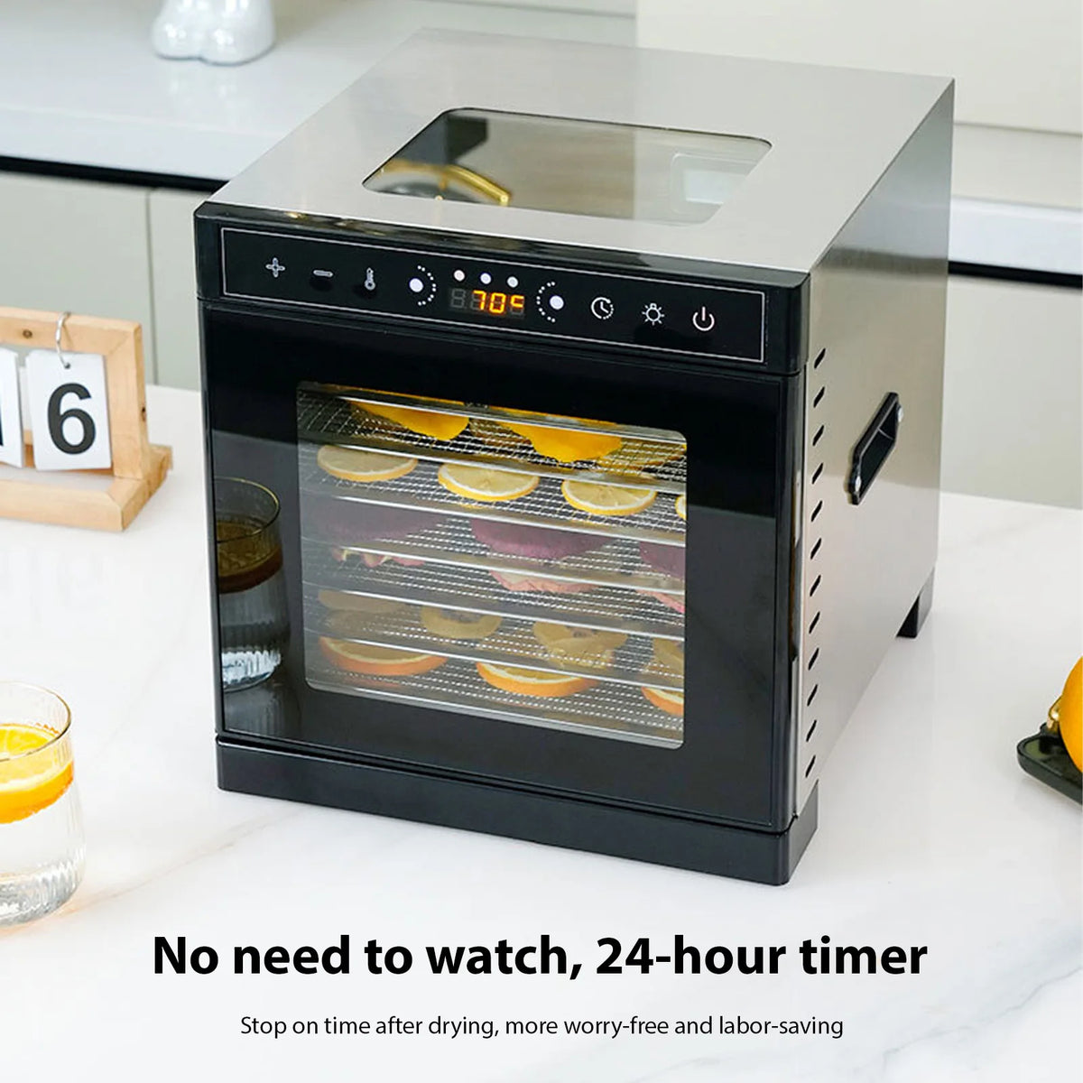 Home Use Food Dehydrator Machine 220V 400W Stainless Steel 8 Stainless Trays Capacity Touch Control LED Display 24H Timer Dryer