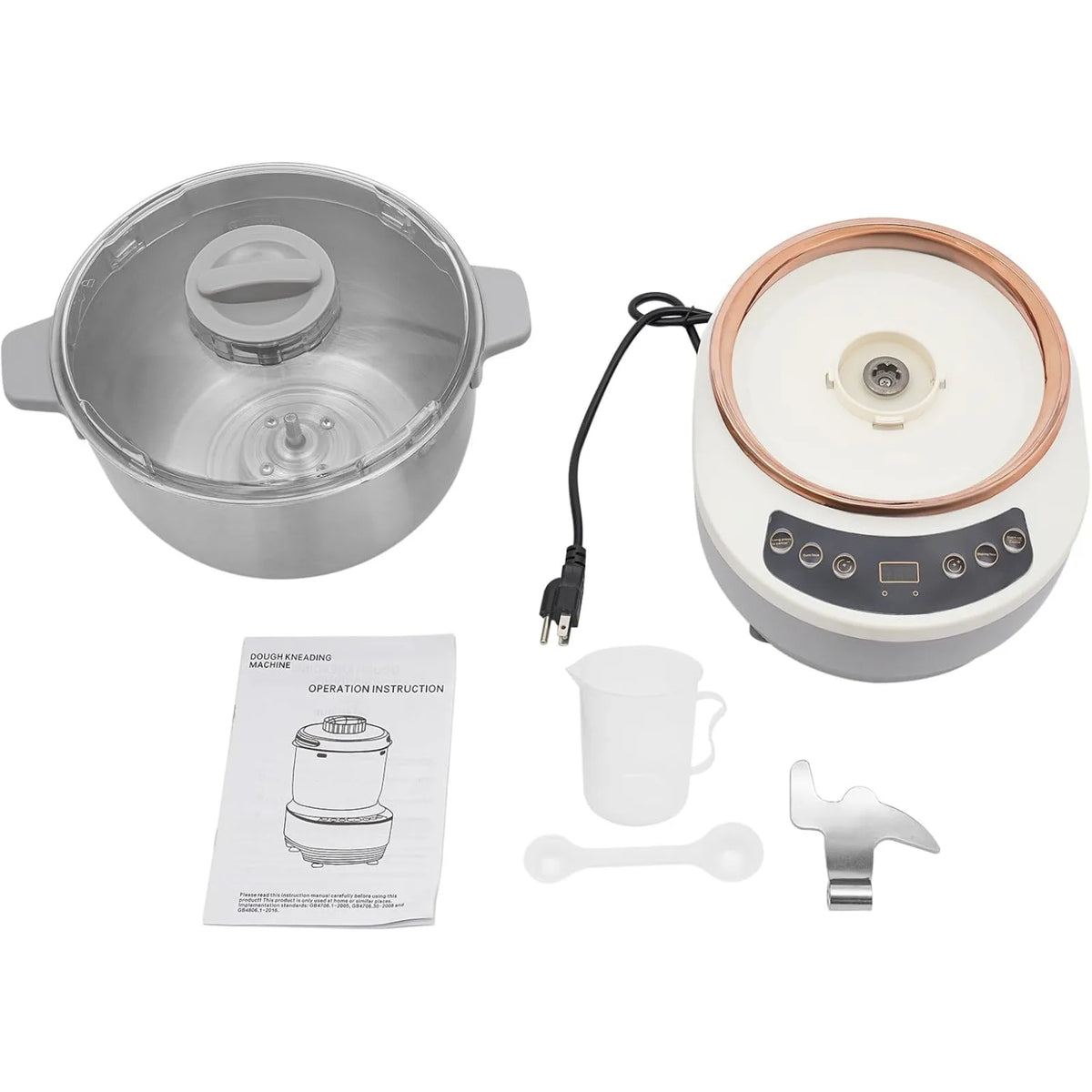 5L 4.5QT Silver Electric Dough Maker With Fermentation Function Automatic Stainless Steel Dough Kneading Machine Built-In Microcomputer Timer Split Tabletop Design Household Flour Mixer For Bread Pizza Pastry Dough Making Equ