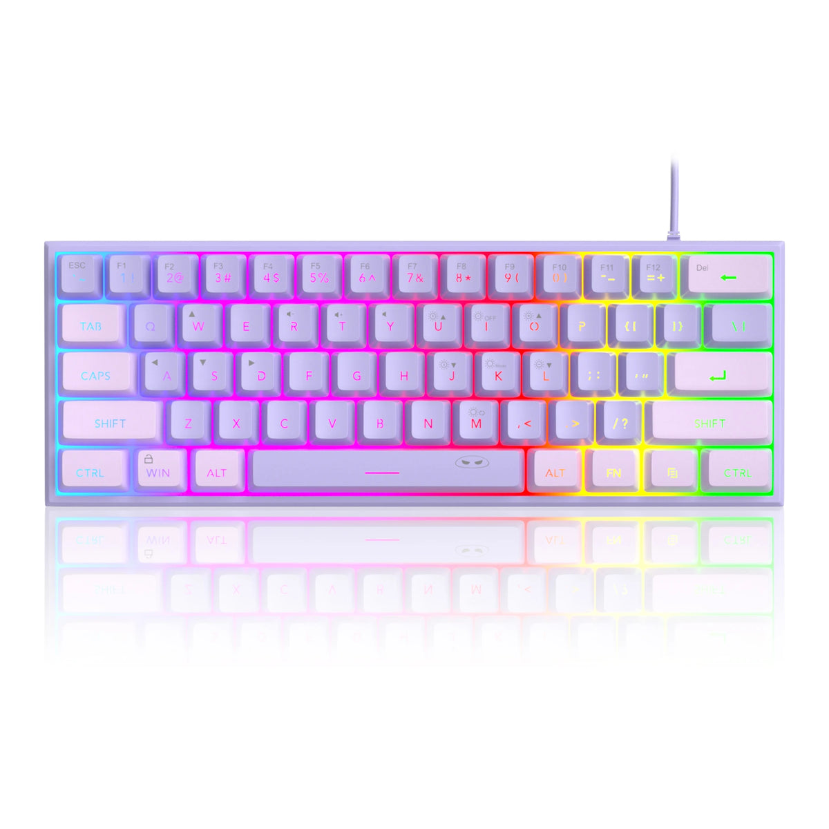 FocusOnPC 61 Keys Ultra Mini Gaming Keyboard TS91, 60% Layout RGB Backlit Waterproof Wired Keyboard, Ergonomic Mechanical Feel Keyboard for Desktop Laptop Office Gamers