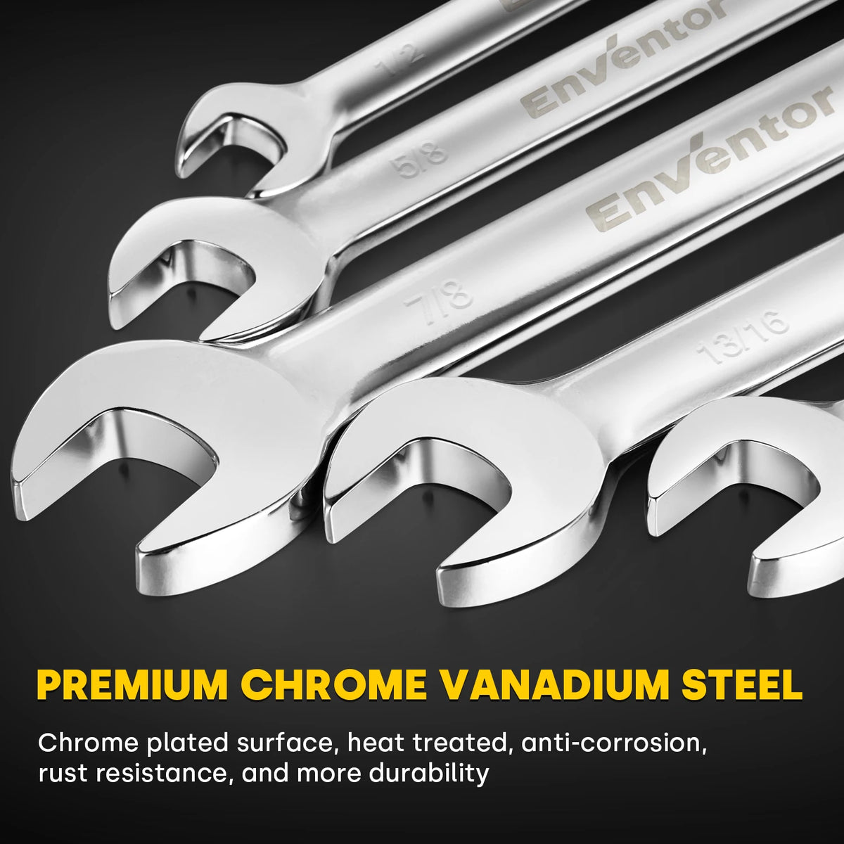 Enventor 12 Pieces Ratcheting Wrench Set SAE 1/4-7/8" 180° Flex Head 12-Point Combination Ratchet Wrenches Set For Garage Home