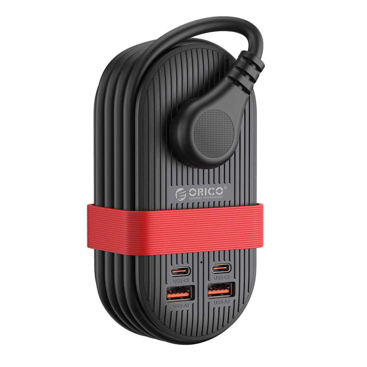 ORICO Cable-Wrap Portable Travel Power Strip 65W GaN Fast Charging Station with 3 AC Outlets 2 USB 2 Type-C US Plug Adapter Home