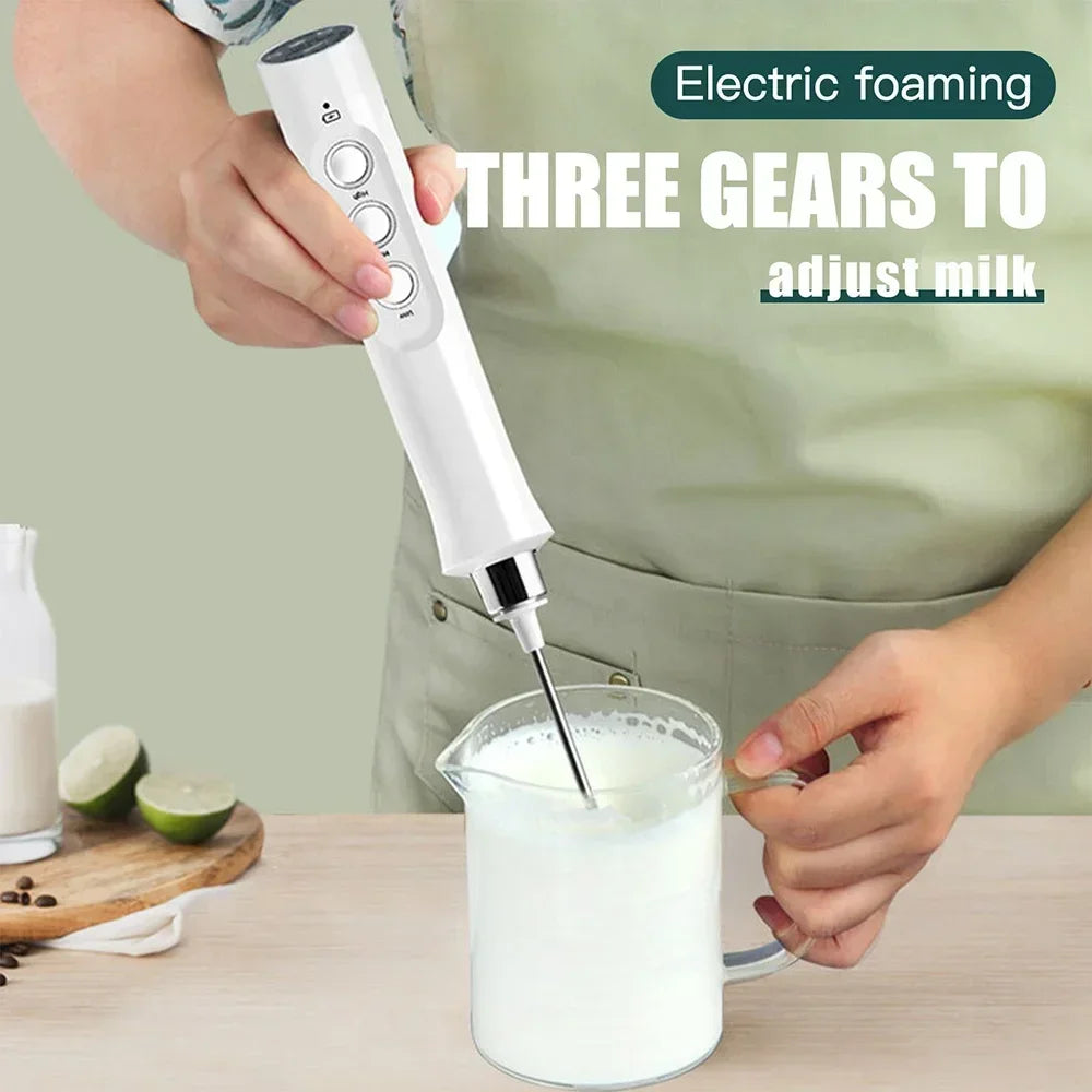 Electric Milk Frother 3 Speed Handheld Coffee Mixer With USB Rechargeable Base 3 In 1 Versatile Foam Maker Premium Stainless Steel Whisk For Cappuccino Latte Hot Chocolate Compact Wireless Egg Beater Portable Mini Kitchen Gad