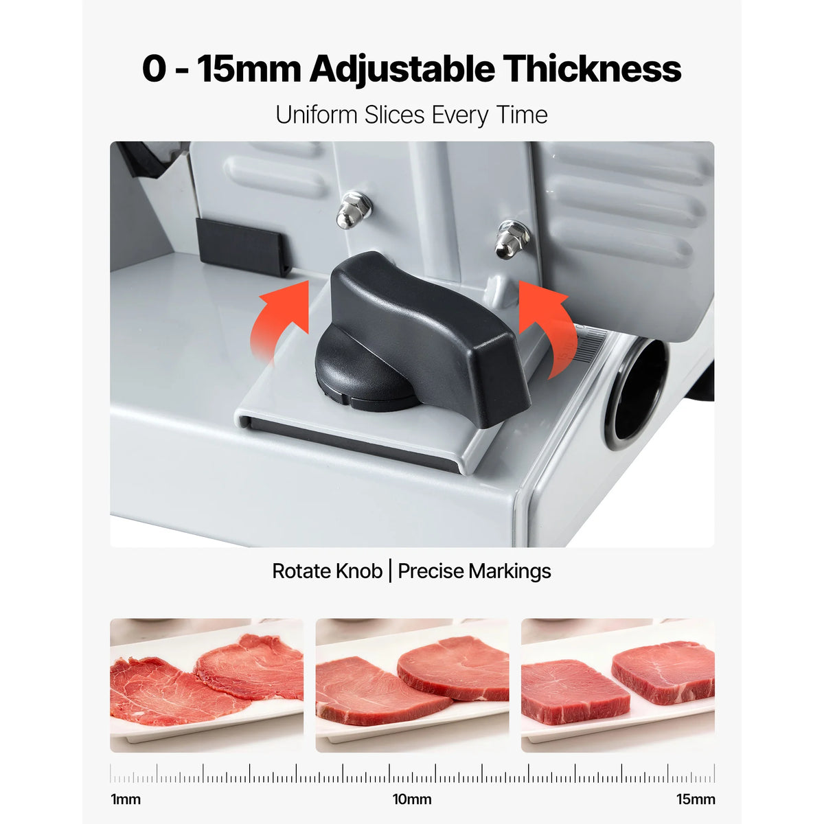 SucceBuy Meat Slicer 7.5" 200W Electric Deli Slicer with SUS420 Blade & 0-0.6" Adjustable Thickness for Frozen Meat Ham Baguett