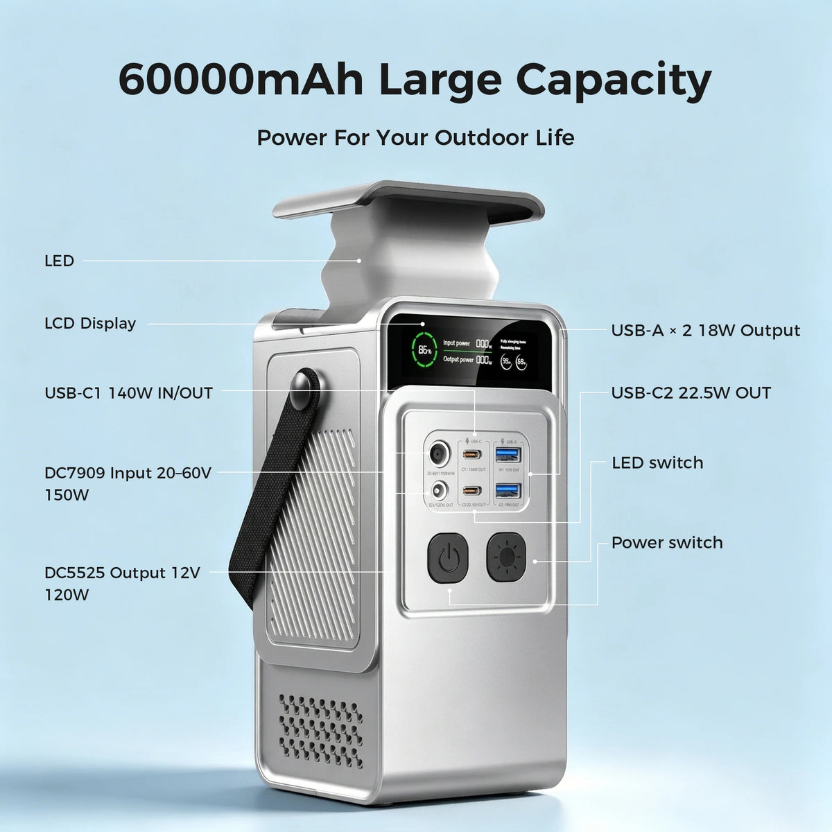 CTOLITY AP200 200W 192Wh Power Bank, AP400 500W Portable Power Station-345.6Wh LiFePo4 Battery AC Charging Station Camping Equipment