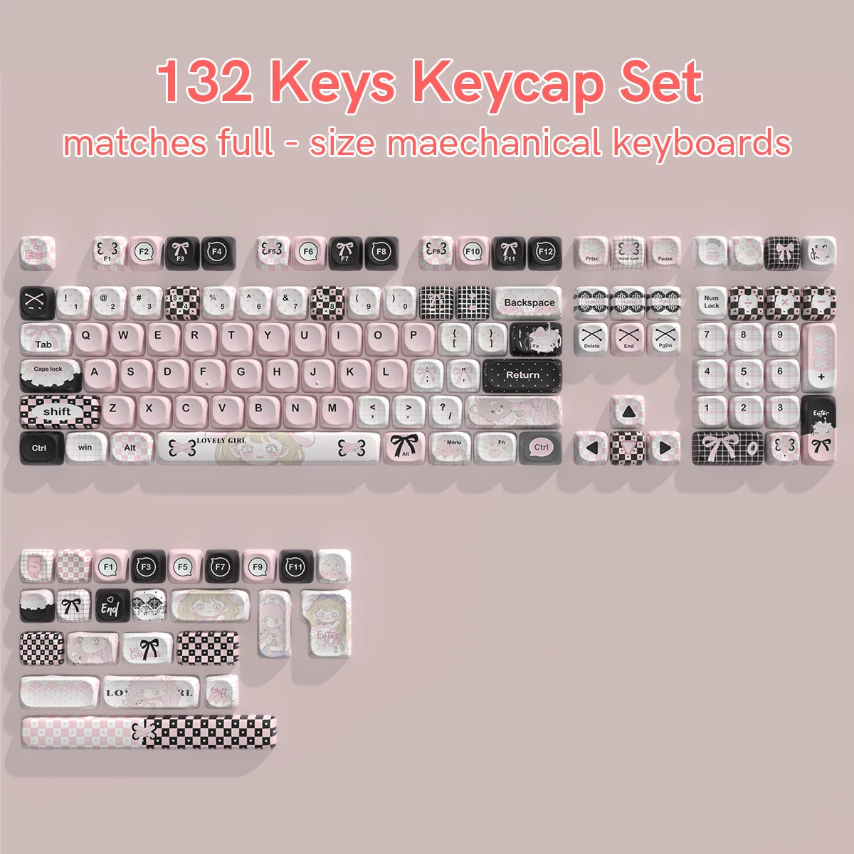 130 Keys Retro Grey PBT Keycaps MOA Profile PBT Dye Sub DIY Key Cap for 61/87/104 Cherry MX Switch Gaming Mechanical Keyboard