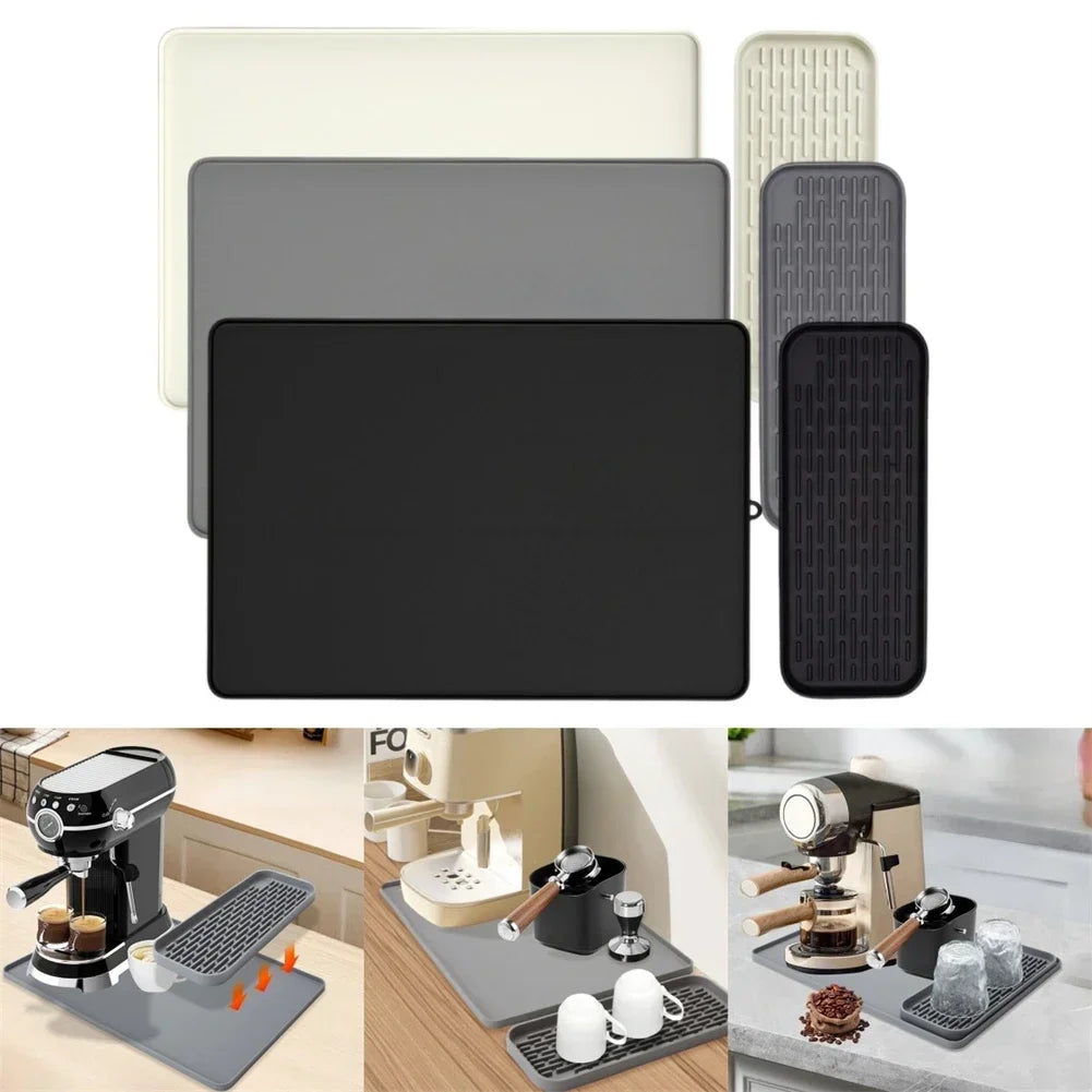 Silicone Coffee Machine Bar Pad Dish Drying Mat Coasters Countertop Protection Kitchen Appliances Coffee Maker Parts