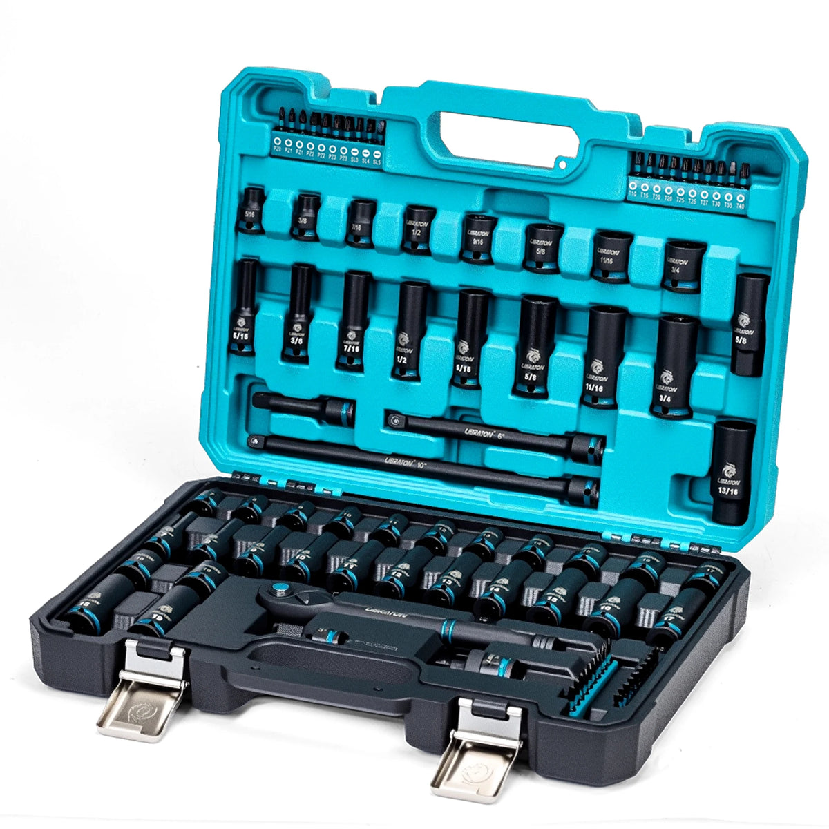 90PCS Socket Set, 3/8" Drive Ratchet Wrench with Impact Socket Set, Cr-V Impact Driver Socket Auto Repair Tool Kits