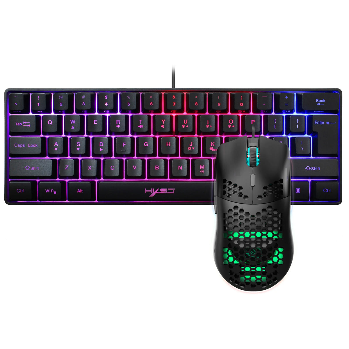 Hot Selling HXSJ 61 Keys V700 RGB Luminous Mechanical Feel Keyboard and Mouse Combos Gaming Set for Computer Game