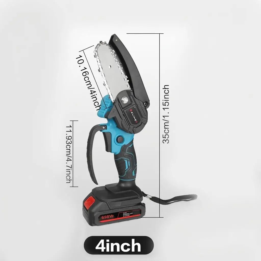 Cordless Rechargeable Handheld Pruning Chainsaw 4 Inch 6 Inch Mini Electric Chainsaw for Garden Tree Branch Trimming Backyard Wood Cutting Portable Power Tool Kit Wireless Saw for Home DIY Projects and Outdoor Maintenance