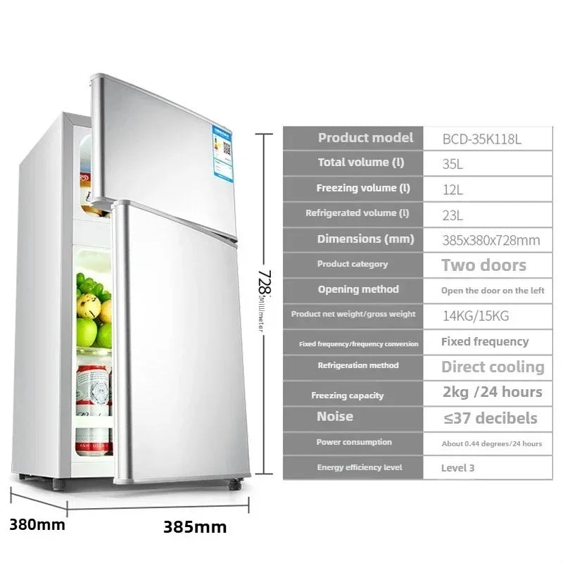 Household Frost free refrigerator Dormitory Rental room mini Fridge Freezer Double Door Two-chamber Refrigerator Home Appliance
