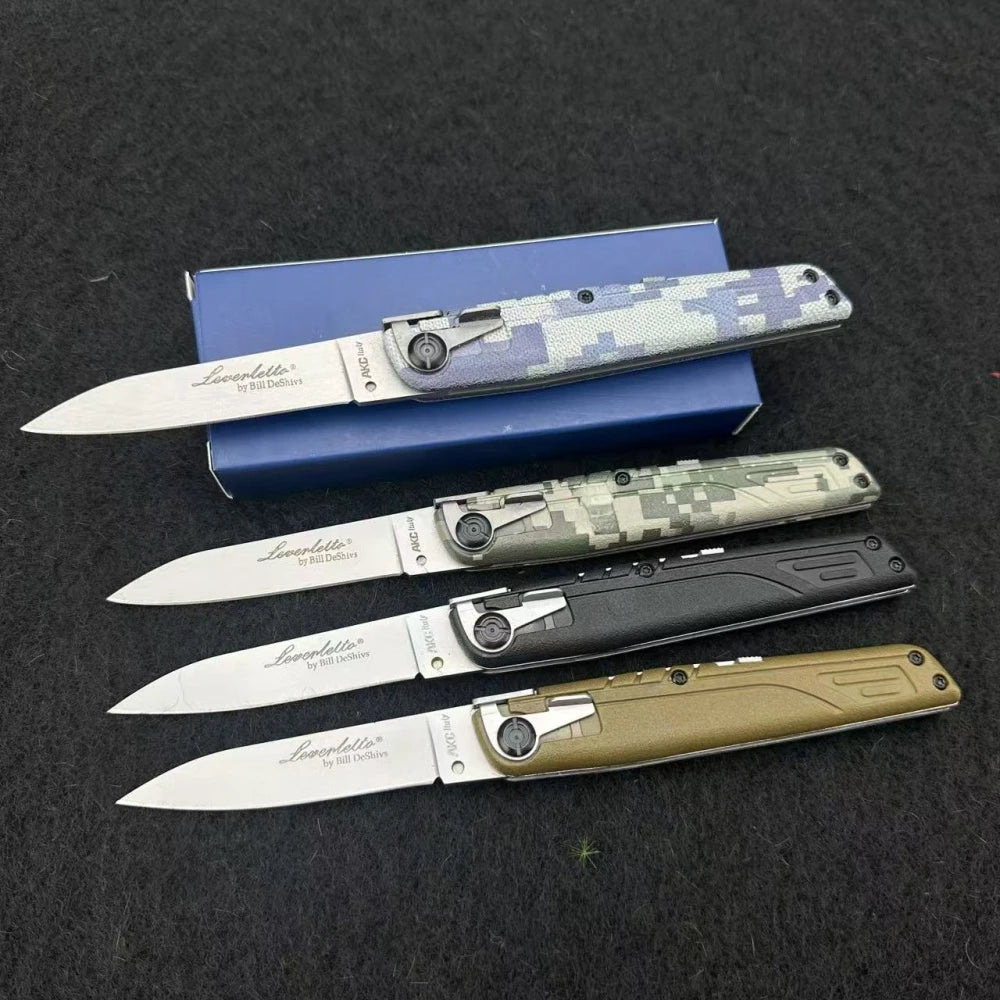 AKC ITALY LEVERLETTO Bill DeShivsOutdoor Hunting Pocket Knife ABS Handle 440C Blade EDC Outdoor Hunting Survival Camping Knives