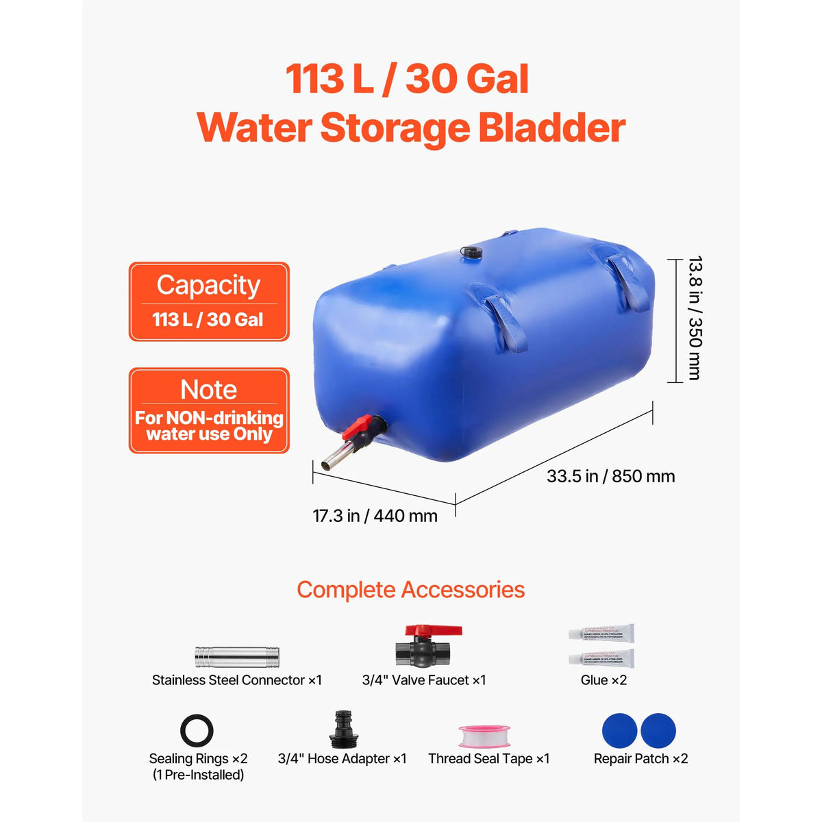 SucceBuy Water Storage Bladder TPU Soft Water Bag Portable & Collapsible Water Storage Containers for Camping Irrigation Outdoor