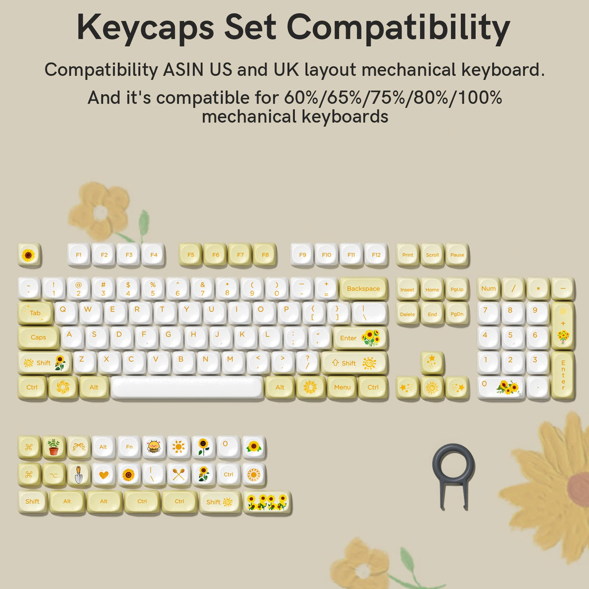 130 Keys Retro Grey PBT Keycaps MOA Profile PBT Dye Sub DIY Key Cap for 61/87/104 Cherry MX Switch Gaming Mechanical Keyboard